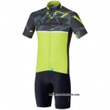 2020 Maillot Cyclisme Shimano Jaune Manches Courtes et Cuissard