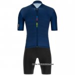 2020 Maillot Cyclisme UCI Profond Bleu Manches Courtes et Cuissard