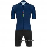 2020 Maillot Cyclisme UCI Profond Bleu Manches Courtes et Cuissard