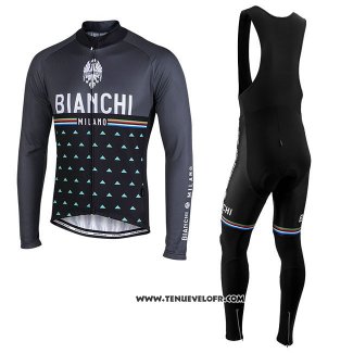 Maillot Ciclismo Bianchi Milano Nalles Noir Manches Longues et Cuissard
