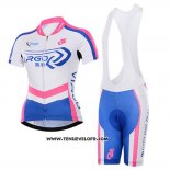 Maillot Ciclismo Femme To The Fore Blanc et Fuchsia Manches Courtes et Cuissard