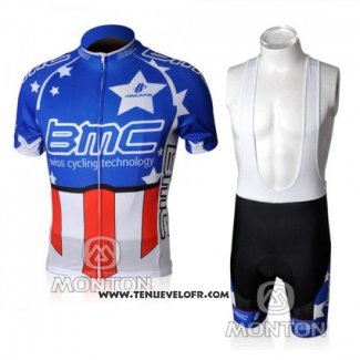 2010 Maillot Ciclismo BMC Champion Etats Unis Bleu Manches Courtes et Cuissard