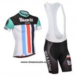 2014 Maillot Ciclismo Bianchi Noir et Blanc Manches Courtes et Cuissard