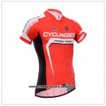 2014 Maillot Ciclismo Fox Cyclingbox Rouge et Blanc Manches Courtes et Cuissard