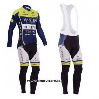 2014 Maillot Ciclismo Vini Fantini Vert et Bleu Manches Longues et Cuissard