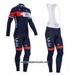 2015 Maillot Ciclismo IAM Bleu et Rouge Manches Longues et Cuissard