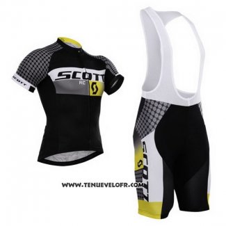 2015 Maillot Ciclismo Scott Blanc et Noir Manches Courtes et Cuissard