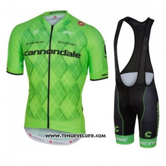 2016 Maillot Ciclismo Cannondale Noir et Vert Manches Courtes et Cuissard