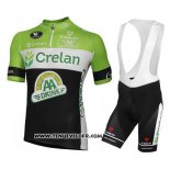 2016 Maillot Ciclismo Crelan AA Vert et Noir Manches Courtes et Cuissard