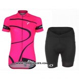 2016 Maillot Ciclismo Femme Pinarello Noir et Fuchsia Manches Courtes et Cuissard