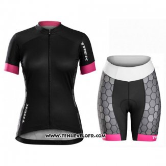 2016 Maillot Ciclismo Femme Trek Noir et Blanc Manches Courtes et Cuissard