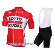 2016 Maillot Ciclismo Lotto Soudal Blanc et Rouge Manches Courtes et Cuissard