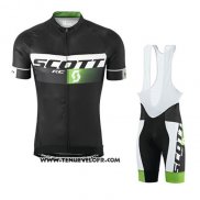 2016 Maillot Ciclismo Scott Noir et Vert Manches Courtes et Cuissard