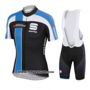 2016 Maillot Ciclismo Sportful Noir Bleu Manches Courtes et Cuissard