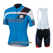 2016 Maillot Ciclismo Sportful Noir et Bleu Manches Courtes et Cuissard