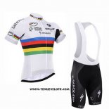 2016 Maillot Ciclismo UCI Mondo Champion Lider Quick Step Blanc Manches Courtes et Cuissard