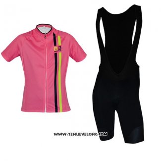 2017 Maillot Ciclismo Femme Biemme Rose. Manches Courtes et Cuissard