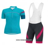 2017 Maillot Ciclismo Femme Gore Bike Wear Bleu Clair Manches Courtes et Cuissard