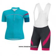 2017 Maillot Ciclismo Femme Gore Bike Wear Bleu Clair Manches Courtes et Cuissard