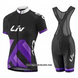 2017 Maillot Ciclismo Femme Liv Race Day Noir et Violet Manches Courtes et Cuissard