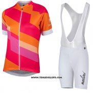 2017 Maillot Ciclismo Femme Nalini Stripe Rouge et Orange Manches Courtes et Cuissard