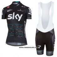 2017 Maillot Ciclismo Femme Sky Noir Manches Courtes et Cuissard