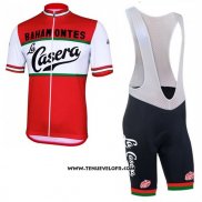 2017 Maillot Ciclismo La Casera Vintage Rouge Manches Courtes et Cuissard