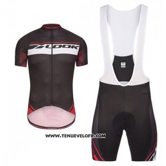 2017 Maillot Ciclismo Look Pro Equipo Noir et Rouge Manches Courtes et Cuissard