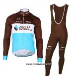 2018 Maillot Ciclismo Ag2r La Mondiale Marron Manches Longues et Cuissard