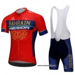 2018 Maillot Ciclismo Bahrain Merida Rouge Manches Courtes et Cuissard
