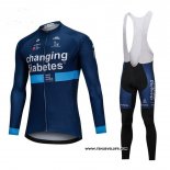 2018 Maillot Ciclismo Changing Diabetes Bleu Manches Longues et Cuissard
