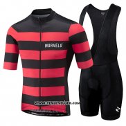 2018 Maillot Ciclismo Morvelo Noir et Rouge Manches Courtes et Cuissard