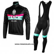 2019 Maillot Ciclismo Bianchi Milano PB Noir Rouge Manches Longues et Cuissard