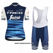 2019 Maillot Ciclismo Femme Trek Segafredo Bleu Manches Courtes et Cuissard