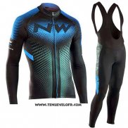 2019 Maillot Ciclismo Northwave Noir Bleu Manches Longues et Cuissard