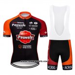 2019 Maillot Ciclismo Pauwels Noir Orange Manches Courtes et Cuissard