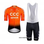 2020 Maillot Ciclismo CCC Sprandi Orange Noir Manches Courtes et Cuissard