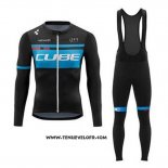 2020 Maillot Ciclismo Cube Bleu Noir Manches Longues et Cuissard