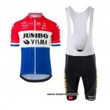 2020 Maillot Ciclismo Jumbo Visma Rouge Blanc Bleu Manches Courtes et Cuissard