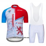 2020 Maillot Ciclismo Luxembourg Bleu Blanc Rouge Manches Courtes et Cuissard