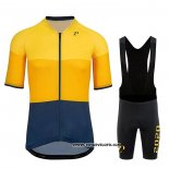 2020 Maillot Ciclismo Rapha Jaune Bleu Manches Courtes et Cuissard