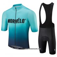 2020 Maillot Cyclisme Morvelo Bleu Clair Manches Courtes et Cuissard