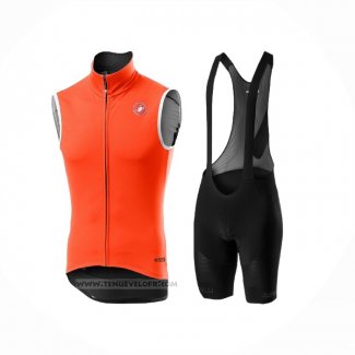 2021 Gilet Coupe-vent Castelli Orange Manches Courtes et Cuissard