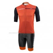 2021 Maillot Cyclisme Castelli Orange Manches Courtes et Cuissard(1)