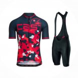 2021 Maillot Cyclisme Castelli Rouge Fonce Bleu Manches Courtes et Cuissard