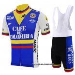 2021 Maillot Cyclisme La Colombie Bleu Blanc Manches Courtes et Cuissard