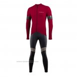 2021 Maillot Cyclisme Nalini Profond Rouge Manches Longues et Cuissard