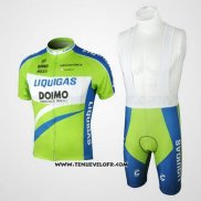 2010 Maillot Ciclismo Liquigas Doimo Bleu et Vert Manches Courtes et Cuissard