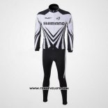 2010 Maillot Ciclismo Shimano Blanc et Noir Manches Longues et Cuissard