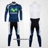 2012 Maillot Ciclismo Movistar Bleu Manches Longues et Cuissard